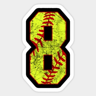 Fastpitch Softball Number 8 #8 Softball Shirt Jersey Uniform Favorite Player Biggest Fan Sticker
